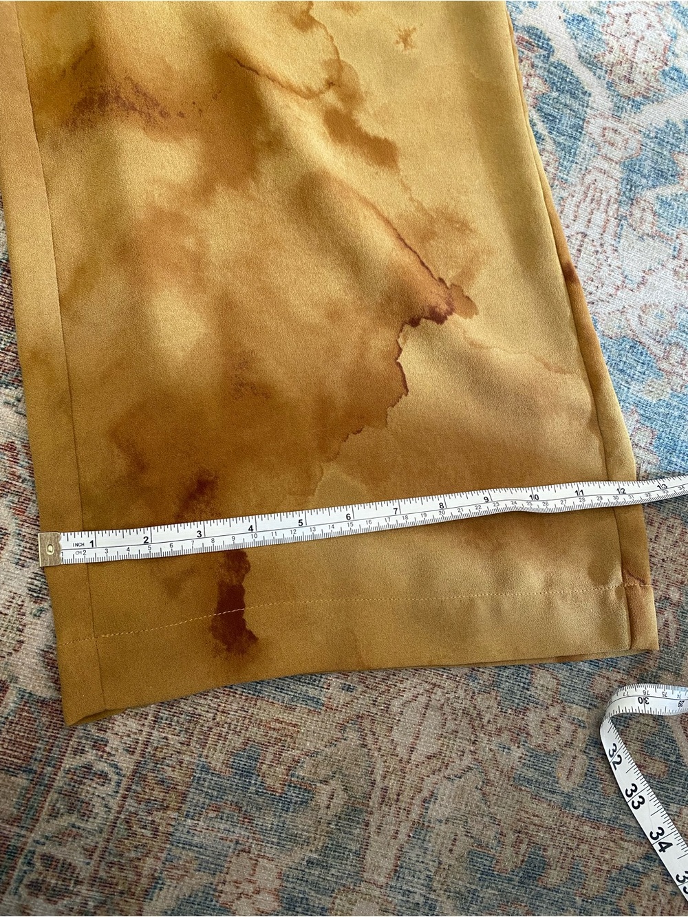 OAK + FORT Wide-Leg Tie-Dye Culotte Pants in Mustard Brown Sz Large Goblincore - Picture 9 of 14